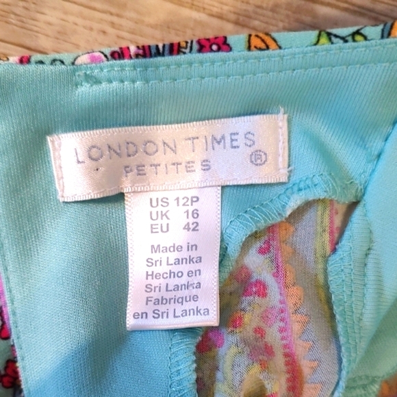 Maxi Boho Slit Front Sundress by London Times Size 12 Petite - Picture 5 of 7